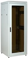 ITK Шкаф сетевой напольный 19" LINEA N 28U 800х800мм стеклянная передняя дверь, задняя металлическая серый | код LN35-28U88-GM | IEK